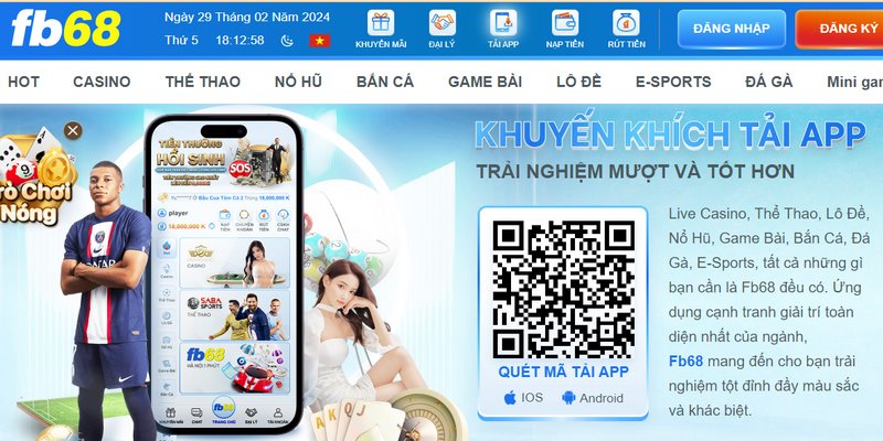 Anh em có thể quét mã QR hoặc chọn link cài đặt trên trang chủ của nhà cái