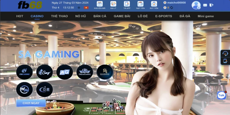 Tìm hiểu về sảnh chơi cá cược SA Gaming tại fb68
