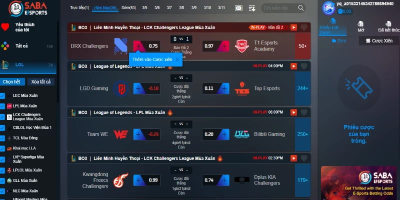 Với cách tham gia vào sảnh game Saba ESports FB68 vô cùng đơn giản