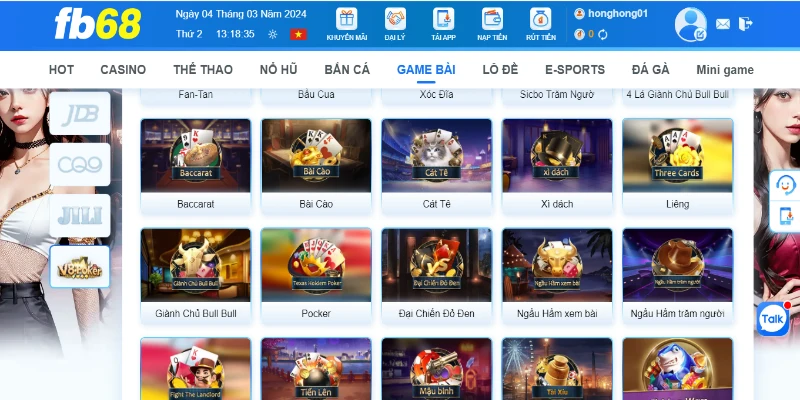 Sảnh game V8 Poker FB68 mang đến những ưu điểm nổi bật